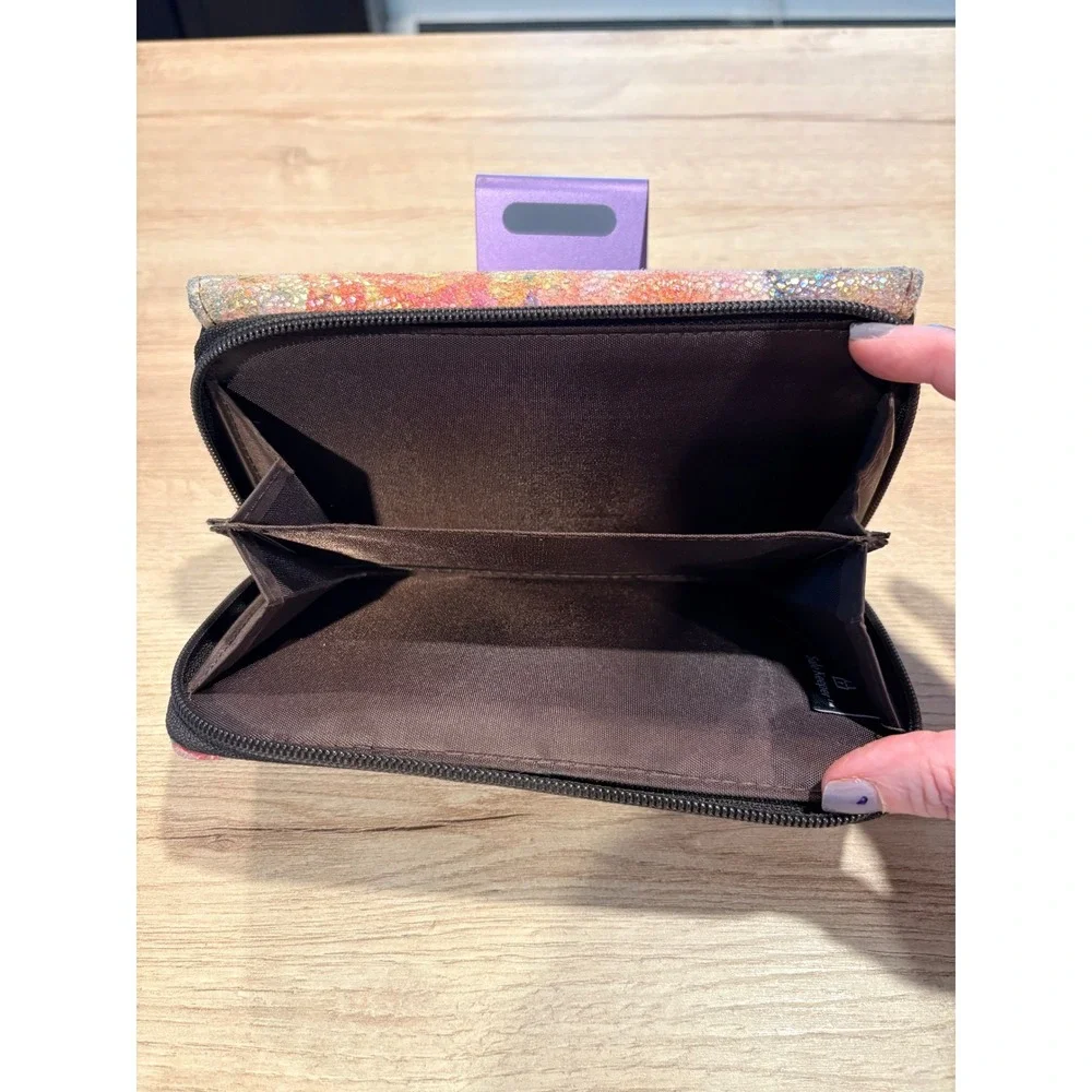 Safety Keeper Floral Shimmer Textured Bifold Wallet Card Slots, Windows